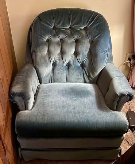 Photo of free Blue velvet chair (NE Arvada) #1