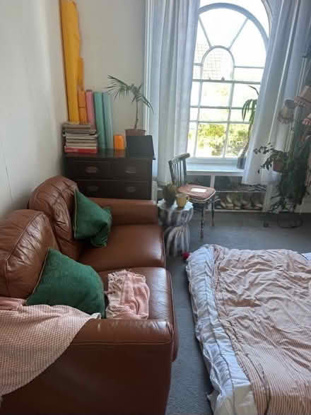 Photo of free Brown leather sofa (Bs66) #3