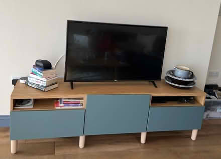 Photo of free Tv cabinet with blue doors (Woolacombe EX34) #1