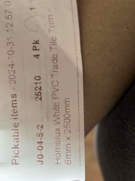 Photo of free 6mmx2500mm pvc tile trim (Lanchester) #1