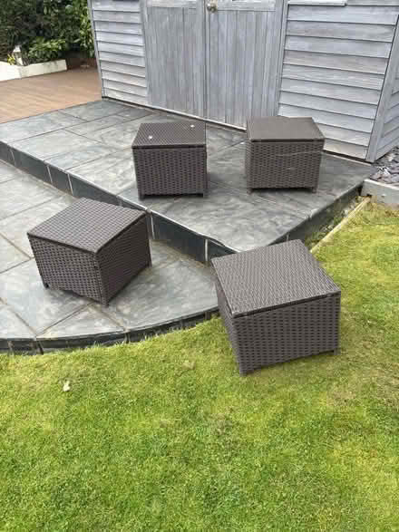 Photo of free Ratan stools brown and cream pillows (Ockbrook DE72) #2