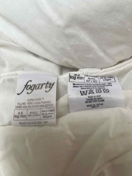 Photo of free Single Duvets 4.5 Tog and 9 Tog (Newick BN8) #1