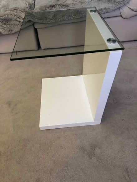 Photo of free White gloss and glass side table x 2 (Tunbridge Wells S. TN2) #1