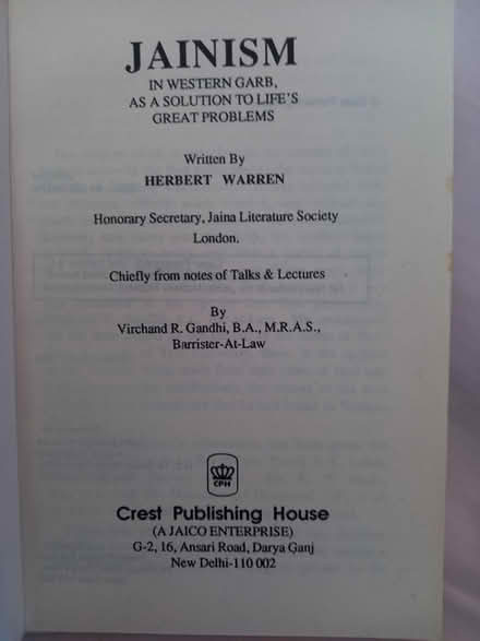 Photo of free Jainism - A book by Herbert Warren (Coton CB23 7PW) #2