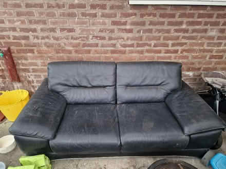 Photo of free Black leather double sofa (Leeds, LS10) #1