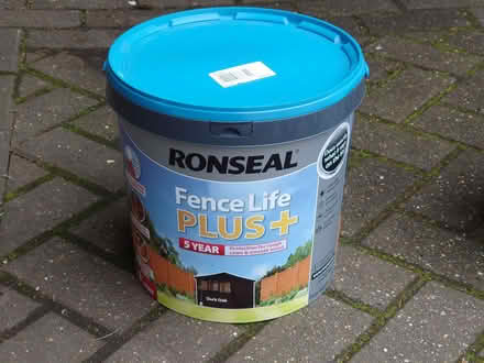 Photo of free Ronseal Fence Stain - Dark Oak, 9 litres, new and unopened (Purley on Thames RG8) #1