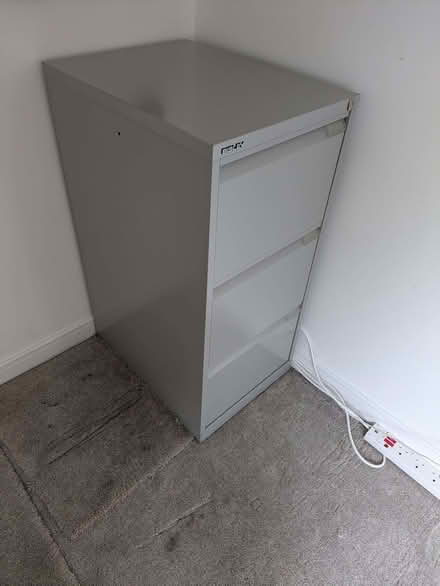 Photo of free 3 drawer lockable grey metal filing cabinet (Cammo EH4) #1