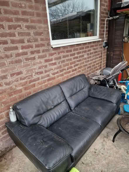 Photo of free Black leather double sofa (Leeds, LS10) #2