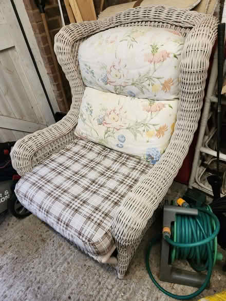 Photo of free Wicker Armchair and Matching Glass-Topped Consort Table (Haywards Heath RH16) #1