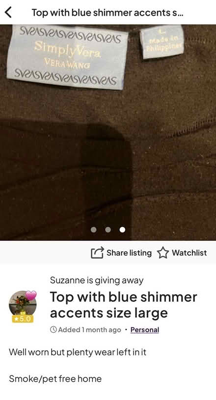 Photo of free Blue shimmer top (Newburgh WN8) #3