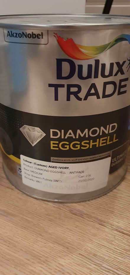 Photo of free 2.5L Tin of Aged Ivory Paint (Raynes Park SW20) #1