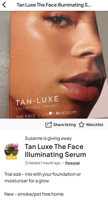 Photo of free Tan Luxe Serum (Newburgh WN8) #1