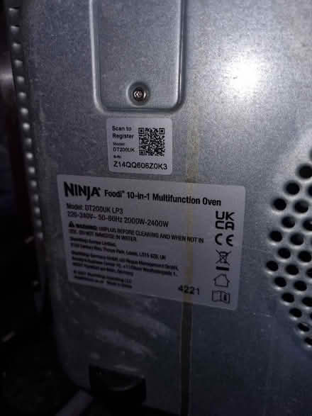 Photo of free Ninja Foodi 10 in 1 Oven. SPARES/REPAIRS- Not working (Sunniside NE16) #2