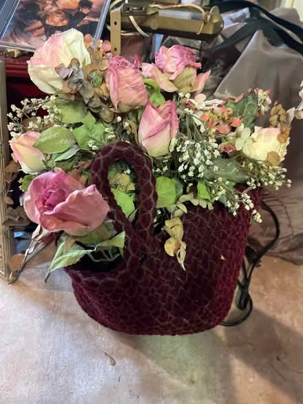 Photo of free Artificial flowers in basket (East Cobb) #1