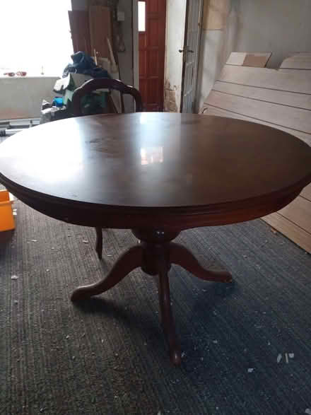 Photo of free Large circular table and 4 uphostered chairs. (Aldcliffe LA1) #2