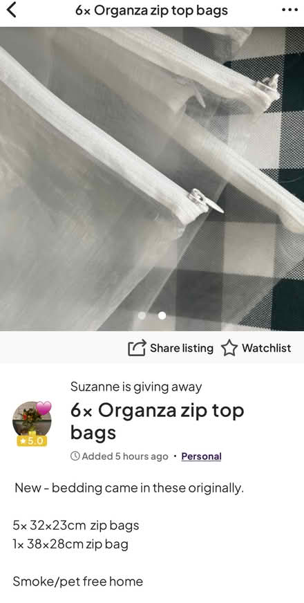 Photo of free 6x Organza Zip Bags (Newburgh WN8) #2