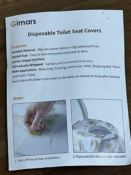 Photo of free Disposal Toilet Seat Covers (Wolfe & Reed) #2