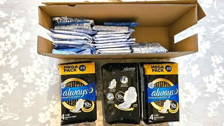 Photo of free 3 packs of 20 Always Ultra Secure Night pads and some loose (Knightsfield AL8) #1