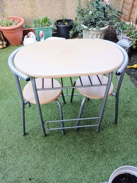 Photo of free Small kitchen table and two chairs (Bare LA4) #1