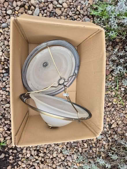 Photo of free 2x Glass/brass light fitting (Ealing W13) #3