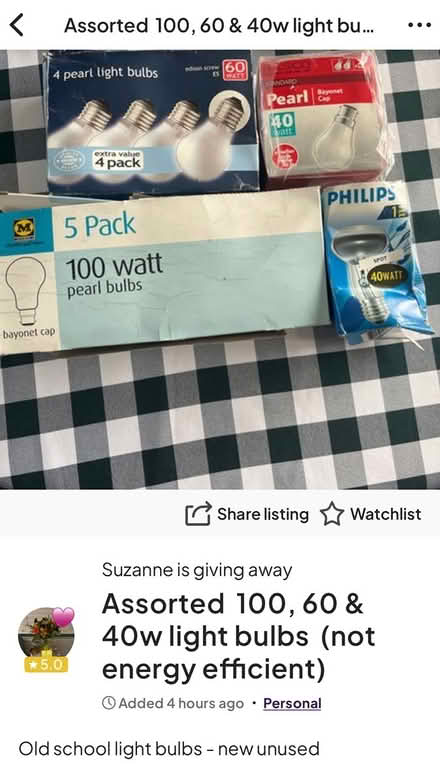 Photo of free Old school lightbulbs (Newburgh WN8) #1