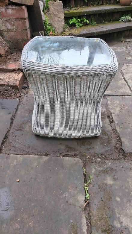 Photo of free Rattan and glass outdoor table (Markfield LE67) #1