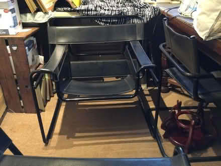 Photo of free 2 Black leather chairs (Etobicoke South) #1