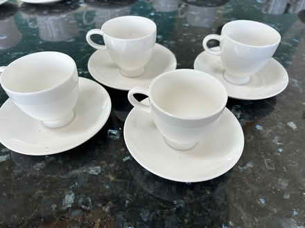 Photo of free 4 White teacups and saucers (South Woodchester GL5) #1