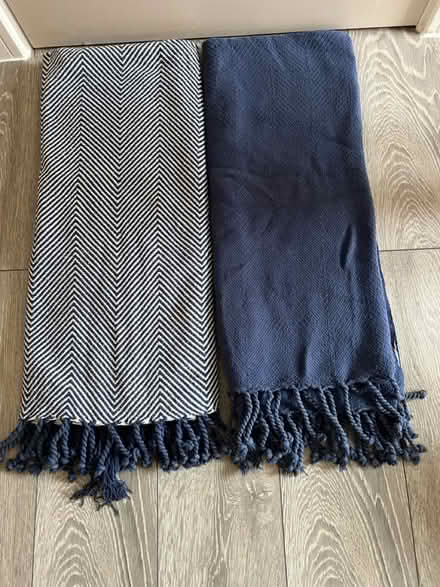 Photo of free Set of 2 navy/white throws (CM18) #1