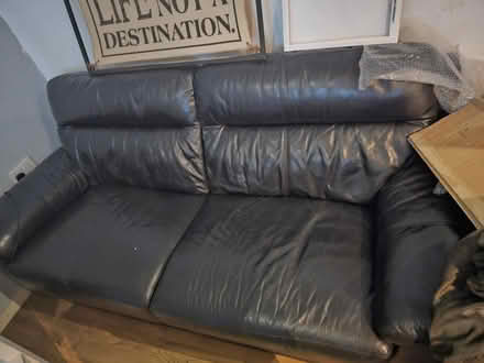 Photo of free Black leather sofa (DA14) #1