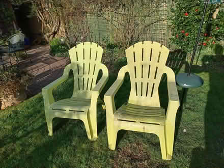 Photo of free Two large plastic garden chairs (Telford and Wrekin TF7) #2