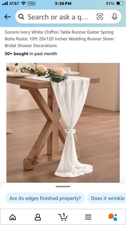 Photo of free White chiffon table runners (2) (Monta Vista) #1