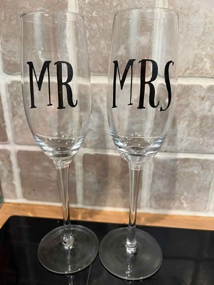 Photo of free Mr & Mrs champagne glasses (Woodley RG5) #1