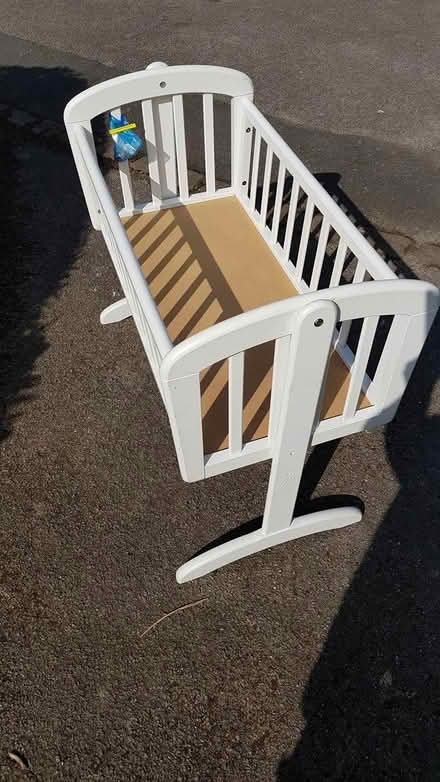 Photo of free Cot - wooden rock-a-by-baby (Kettleshulme SK23) #1