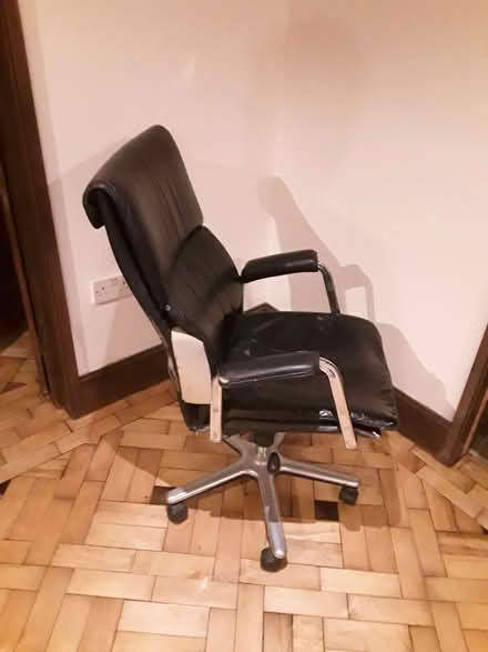 Photo of free Black leather office chair (Quernmore LA2) #1
