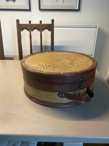 Photo of free Leather + Wood Circular Hat Box (Forest Gate E7) #1