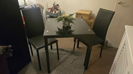 Photo of free black dining table and 2 chairs (Hampton) #2