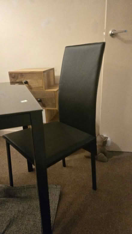 Photo of free black dining table and 2 chairs (Hampton) #3