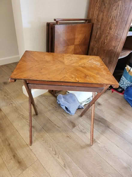 Photo of free 4 TV trays. With storage stand (Rossmoor, Walnut Creek) #1