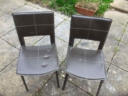 Photo of free A pair of brown faux leather dining chairs (City College area NR2) #1