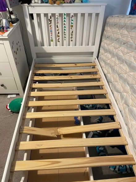 Photo of free White wooden single bed frame (Woodingdean BN2) #1