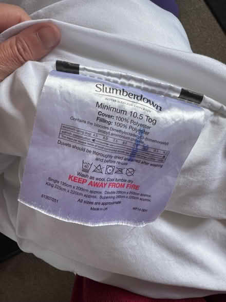 Photo of free Super king 10.5 tog duvet - 6 months old (Lords Wood ME5) #1