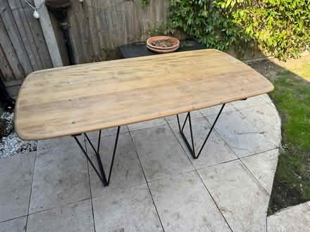 Photo of free Table, wooden top, metal base (E7 0lj) #1