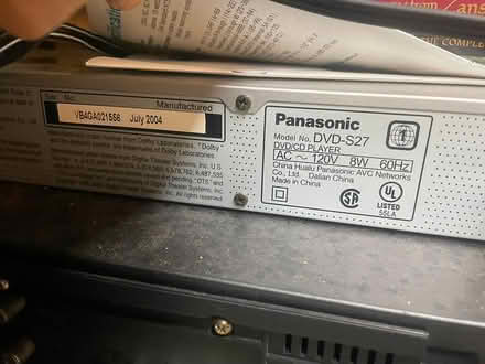Photo of free Panasonic DVD-S27 player (North Berkeley hills) #3