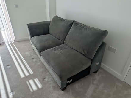 Photo of free Grey L-shaped sofa and footstool (Biggleswade SG18) #3