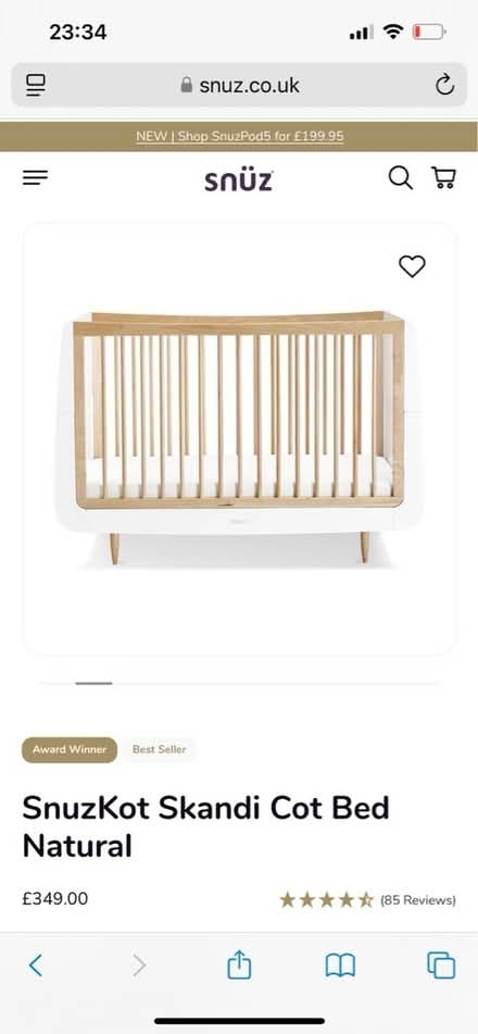 Photo of free SnuzKot Skandi Cot Bed Natural (ME15) #2