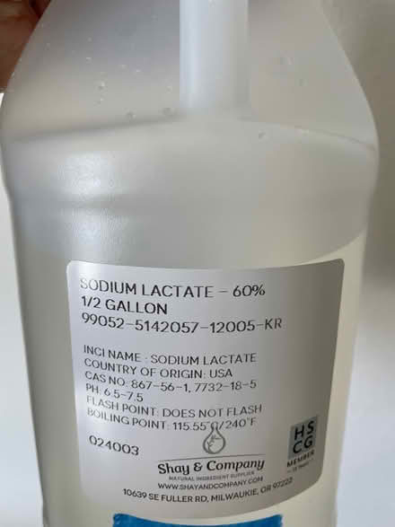 Photo of free 2.5lbs sodium lactate 60% solution (Kirkland) #2
