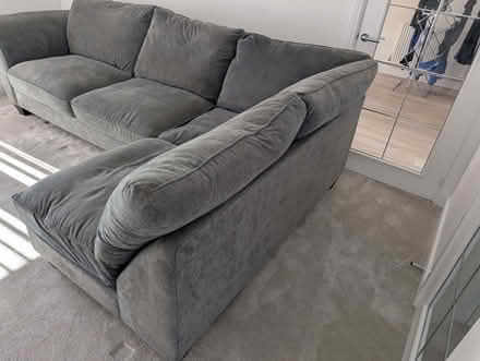 Photo of free Grey L-shaped sofa and footstool (Biggleswade SG18) #4
