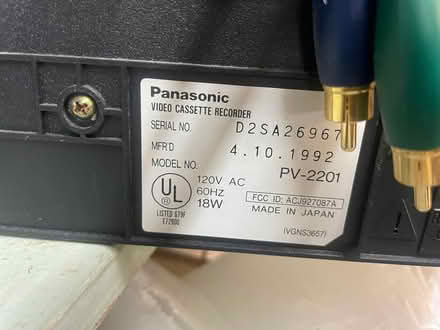 Photo of free Panasonic Omnivision VHS Player (North Berkeley hills) #3