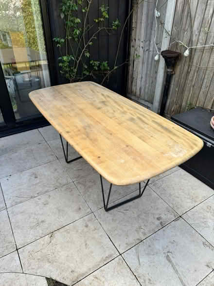 Photo of free Table, wooden top, metal base (E7 0lj) #2